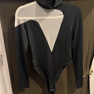 Black and White Long Sleeve Bodysuit